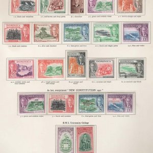 #114 Dominica 1951 ½c - $2.40 set of 15 vf mint sg120-134, + New Constitution & University set