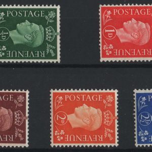 #515 GB 1937 Dark Colours wmk sideways set of 5, ½d - 2½d f mint, sg462a-466a