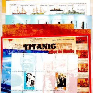 #025 Angola Range of 12 Ships theme m/sheets um incl Titanic + 5 others