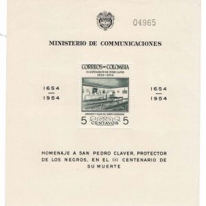 #090 Colombia 1954 San Pedro m/sheet in green sg818 um sg818
