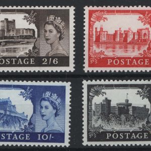 #558 GB 1963 Castles Bradbury wmk set 2/6d - £1 um sg595a-598a