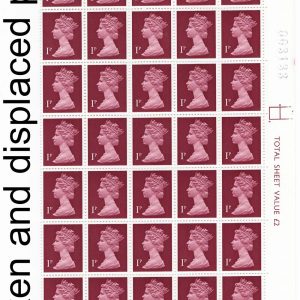 #633 GB 1971 Machin 1p PCP2 from cyl 12 dot Kampf perf r/h ½-sheet with 4 blind perf vars