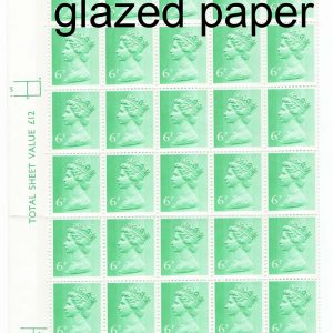 #626 GB 1971 Machin 6p 2B PVAD cyl 8 p21 blk of 49 in glazed paper MCC£118 sgX870
