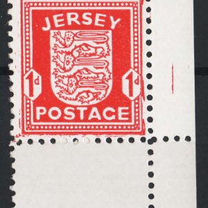 #805 Jersey 1941 Arms 1d chalky paper fine um sg2d c£55