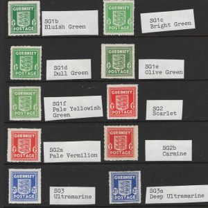 #767 Guernsey 1941 Arms complete um incl all the shades and ½d, 1d blue Bank Note