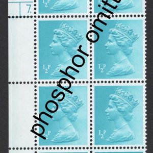 #575 GB 1971 Machin ½p PVAD cyl 7 dot missing phosphor um