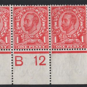 #437 GB 1911 1d die 2 wmk cypher sg345 um B12(w) plate 12 corner strip of 3