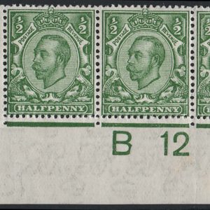 #440 GB 1911 ½d green die 2 wmk multi-cypher sg347 vf mint B12(w) corner strip of 3
