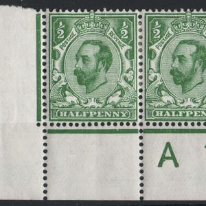 #421 GB 1911 ½d die 1a wmk crown sg321 vf mint A11 corner pair, perf type 1A