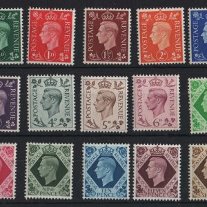 #513 GB 1937 Dark colours ½d - 1s set of 15 um sg462-475