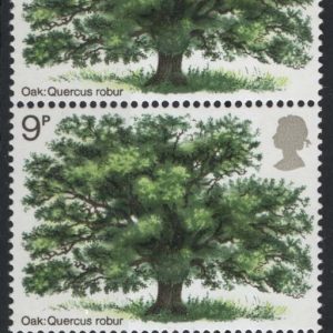 #640 GB 1973 Tree 9p um marginal pair with the r9/2 broken K variety sg922var
