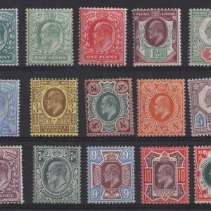 #378 GB 1902 ½d - 1s basic set of 15 vf mint, good colours sg215-314