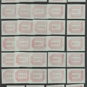 #646 GB 1984 Frama labels set of 34, ½p - 17p um