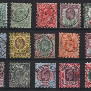 #379 GB 1902 ½d - 1s basic set of 15 vfu, good colours sg215-314