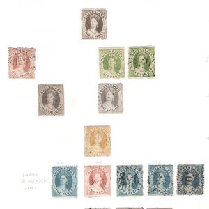 #907 Queensland 1860-1866 m&u range, various small star & QUEENSLAND wmks