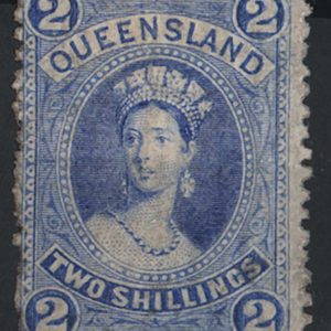 #904 Queensland 1880 2s bright blue perf 12 wmk small crown/Q sideways (twice)
