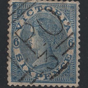 #982 Victoria 1867 6d dull blue Saunders Paper wmk THREE/PENCE sg165 vfu