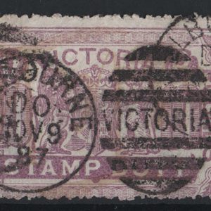 #985 Victoria 1884 £10 Stamp Duty dull mauve sg264 vgu c£450