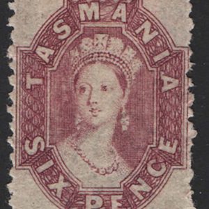 #939 Tasmania 1863 6d reddish-mauve double line numeral wmk perf 12 f mint sg76