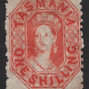 #944 Tasmania 1871 1s orange-red double line numeral wmk perf 11½ mint no gum sg141