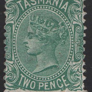 #941 Tasmania 1870 2d blue-green perf 12 sg129a wmk '2' f mint c£300