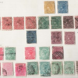 #948 Tasmania 1871-1880 range incl 3x 5s used (1x postal used) 1d, 2d ovpt Specimen