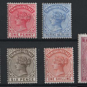 #960 Trinidad 1883 ½d green - 5s maroon perf 14 vf mint sg106-113