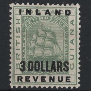 #057 British Guiana 1888 $3 Inland Revenue ovpt sg187 vf mint c£325