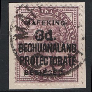 #081 Cape of Good Hope 1900 Mafeking 3d on 1d lilac vfu on piece sg12 c£120
