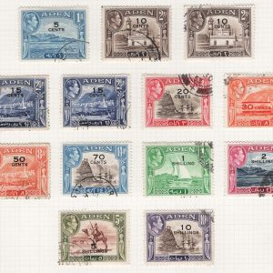 #008 Aden 1951 New currency set of 11 vfu sg36-46 incl 2 extra values