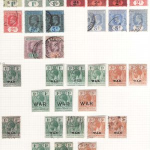 #065 British Honduras 1904-1908 KE7 fu range to 25c, then 1917-18 War tax m&u range