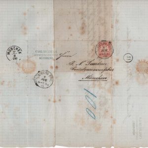 #042 Bavaria 1869 3k fu 4 margins on entire letter NURNBERG Station cds