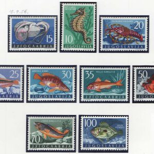 #996 Yugoslavia 1956 Adriatic Sea Creatures set of 9 um sg825-833 um c£65