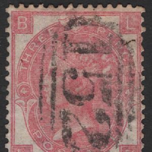 #293 GB 1865 3d rose plate 4 wmk emblems sg92, odd nibbled perf otherwise fu c£120