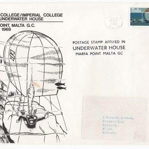 #848 Malta 1969 Submarine Mail: Enfield & Imperial College Underwater House cover