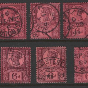 #368 GB 1887 6d purple/rose 12x vfu cds (incl Bute Docks)