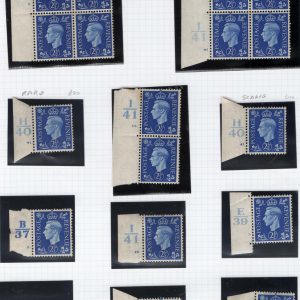 #517 GB 1937 Dark Colours 2½d sg466 range of control pieces incl H40 cyl 41 ++