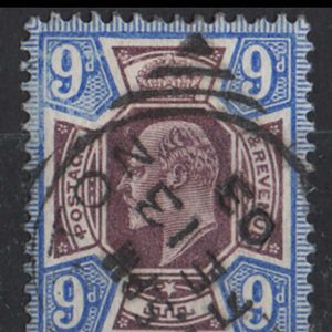 #389 GB 1902 9d slate-purple & deep ultramarine sg251var Spec M39(3) vf mint c£75