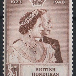 #064 British Honduras 1948 Silver Wedding $5 vf mint sg165  29