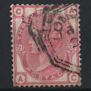 #344 GB 1880 3d rose plate 21 fu, well centred sg158 c£75