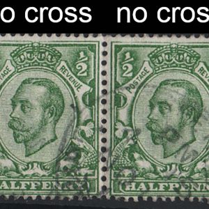 #431 GB 1911 ½d die 2 wmk crown vfu pair,both with no cross on crown