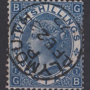 #310 GB 1867 2s deep blue sg119 superb cds used, fine Plymouth cds