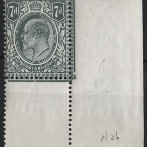 #413 GB 1911 7d slate-grey plate 3 corner single um date cuts under '&' sg305