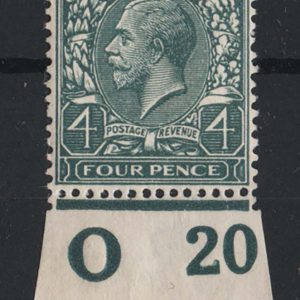 #463 GB 1912 4d deep grey-green f mint O20 control single sg378