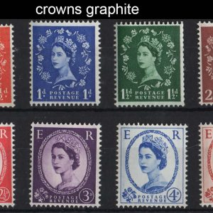 #553 GB 1958 Graphite set of 8 wmk upright, perfs as scan um sg587-594