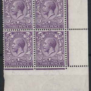 #461 GB 1912 3d violet sg375 very fine um corner blk of 4 c£60