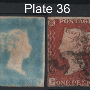#207 GB 1841 1d red plate 36 PH fu, superb ivory head & dot over P variety