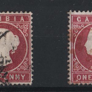 #140 Gambia 1880 CC wmk ½d dull orange f mint & 1d maroon fu sg11B-12B + couple CA wmk