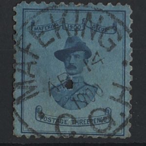 #085 Cape of Good Hope 1900 Mafeking Baden Powell 3d deep blue/blue 18½mm sg20 used