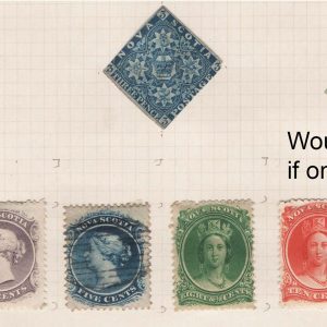 #888 Nova Scotia 1860 1c - 12½c used or unused sg9-29 c£83, also 1851 3d pale blue
